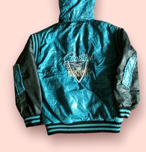 Warm Blue &amp; Black Hooded Jacket