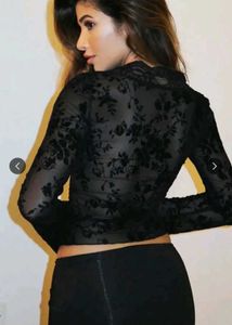 Elegant Black Lace Long Sleeve Top
