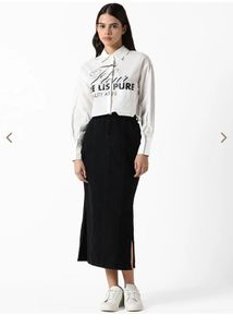 Westside White Graphic Print Crop Shirt