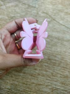 Cute Pink Flower &amp; Bow Hair Clips