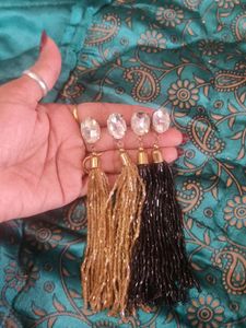 Sparkling Tassel Earrings - Gold &amp; Black