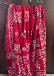 red ethnic traditional navratri dandiya dupatta