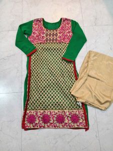 Green Embroidered Kurta Set