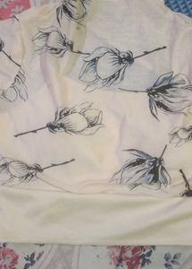 Sheer Floral Mock Neck Top