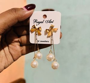 Bow Pearl Drop Earrings