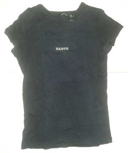 💎 MANGO Black Minimalist Logo T-Shirt - Women