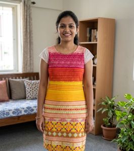 Vibrant Striped Knee-Length Dress