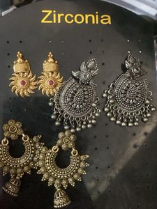 Set of 3 Traditional Indian Earrings