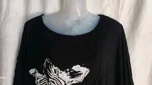 Black Zebra Print Oversized T-Shirt