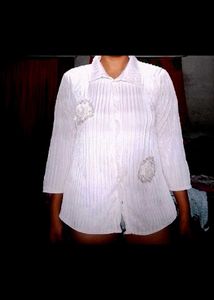 White Textured Blouse with Embellishments