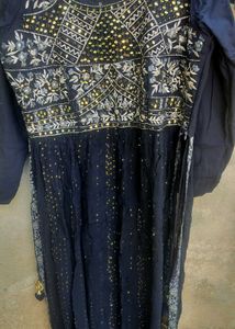 Embellished Navy Blue naira cut plazo dupatta