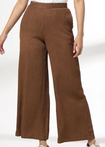 Pleated Brown Wide Leg Pants