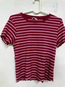 Striped Dark Pink Crop Top