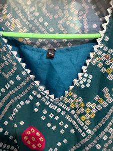 Green Bandhani Print Kurta Set with Dupatta