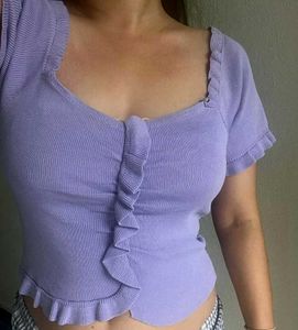 Lilac Ruffle Knit Top