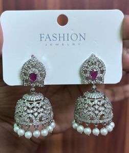Elegant Jhumka Earrings with Pearls