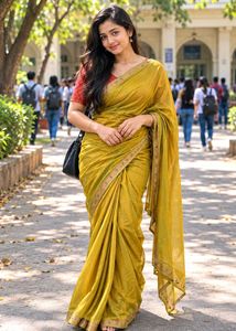 Beautiful Yellow Silk Saree