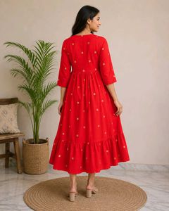 ♥️Front Back Embroidered MulCotton Kurti
