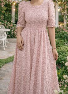 full length pink flary frock