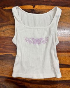 Urbanic White Top with Butterfly Design