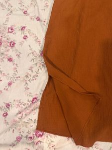 Chic Bow Front Midi Dress - Burnt Orange/Brown