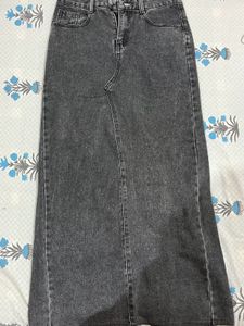 Stylish Washed Denim Maxi Skirt