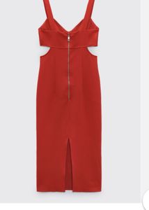 ZARA Red Cut-Out Midi Dress