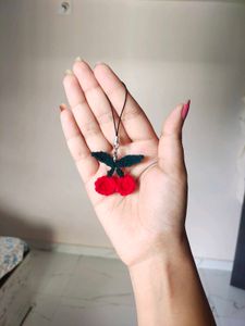 Handmade Cherry Charm Keychain