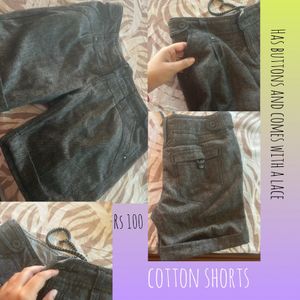 Buttoned Cotton Shorts