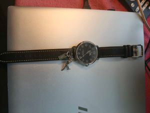 Coach New York Black Leather Dinosaur Charm Watch