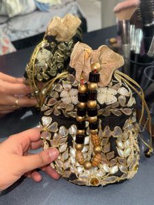 Embellished Black potli Bag goti patta work