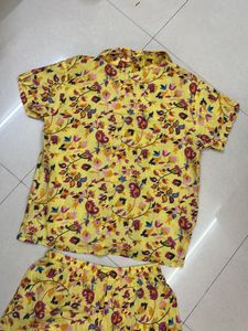 Co-Ord Vibrant Floral Print Short Sleeve Shirt