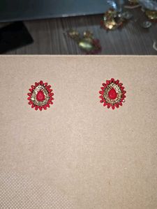 Red &amp; Gold Dangle Earrings