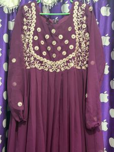 Elegant Purple Embroidered Gown