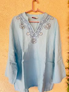 Light Blue Embroidered Kurta
