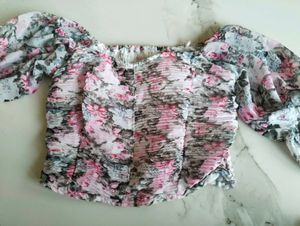 Floral Off-Shoulder Puff Sleeve Top