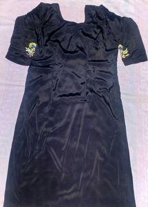 Women’s Black Velvet Look Embroidered Patiala Salw