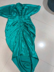 Elegant Teal Ruched Maxi Dress