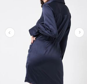 Elegant Navy Blue Satin Dress