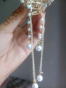 Elegant Pearl &amp; Crystal Hair Claw Clip