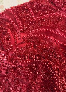 Sparkling Red Beaded Halter Neck Blouse