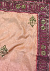 Maroon embroidery border saree with blouse