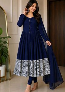 Elegant Navy Blue Anarkali Set