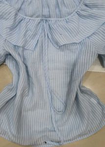 Cute Striped Ruffle Blouse