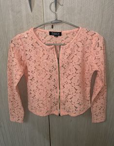 Peach Lace Zip-Up Jacket