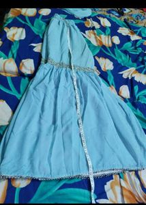 Stunning Blue Mirror Work Sharara Set