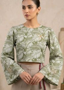 Stylish Leaf Print Crop Top
