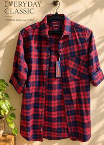 Men's Classic Red & Blue Plaid Casual Shirt