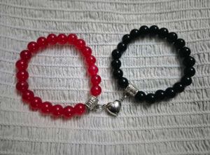 Magnetic Heart Bracelets Red and Black