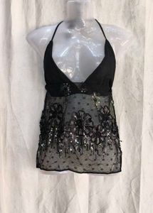 Sparkling Black Halter Top